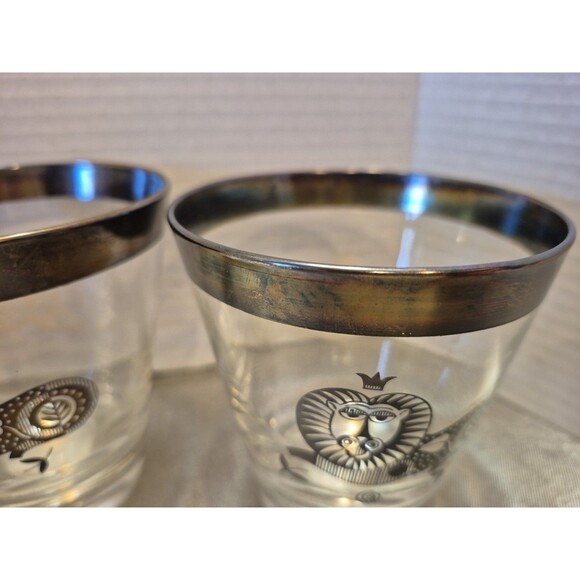 VTG Georges Briard Silver Regal Lion Mid-century Double Old Fashions Set Of 2 - Picture 3 of 9